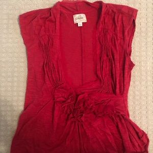 Anthropologie Wrap Top with Flower Detail